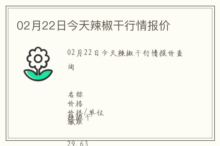 02月22日今天辣椒干行情報(bào)價(jià)