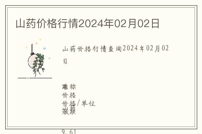 山藥價(jià)格行情2024年02月02日