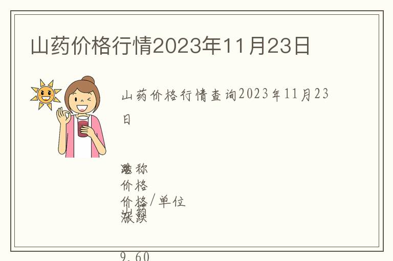 山藥價(jià)格行情2023年11月23日
