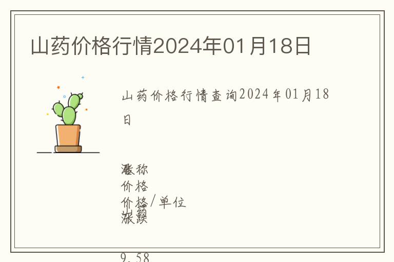 山藥價(jià)格行情2024年01月18日