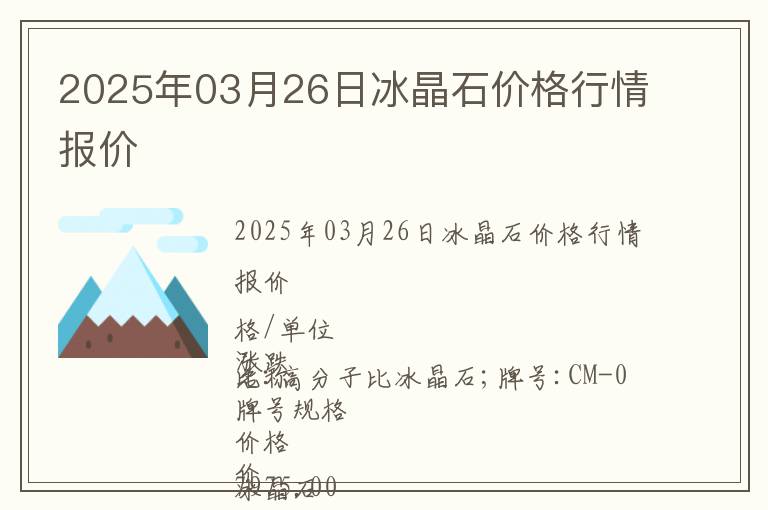 2025年03月26日冰晶石價格行情報價