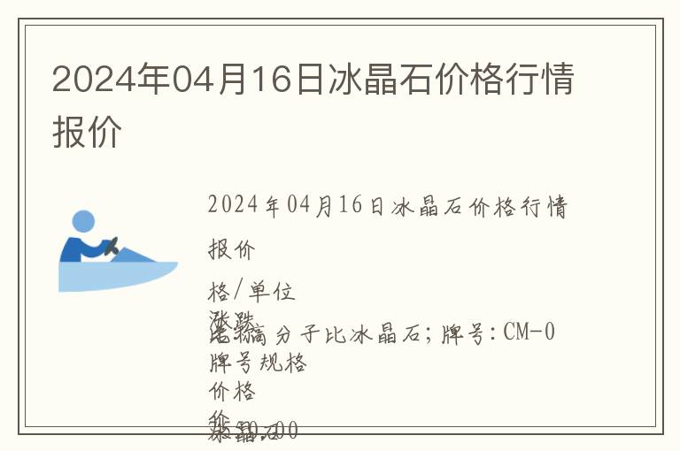 2024年04月16日冰晶石價(jià)格行情報(bào)價(jià)
