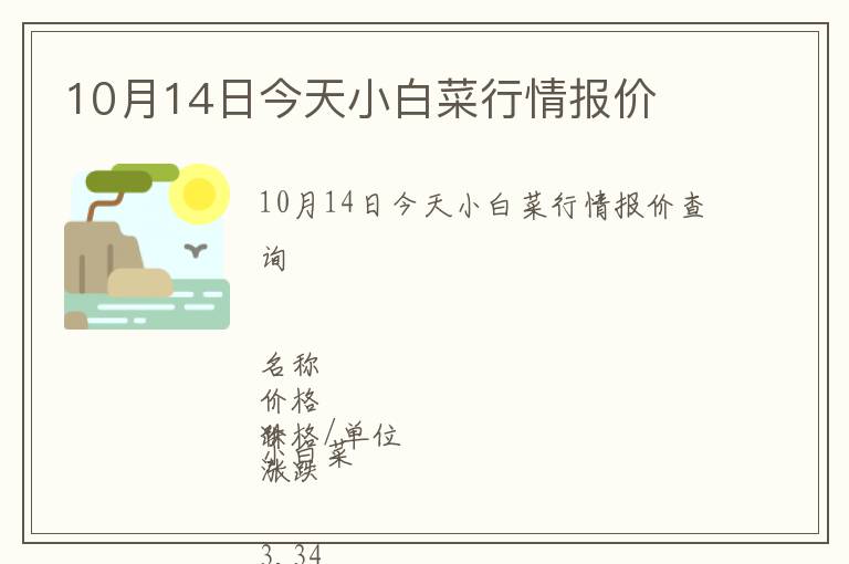 10月14日今天小白菜行情報價