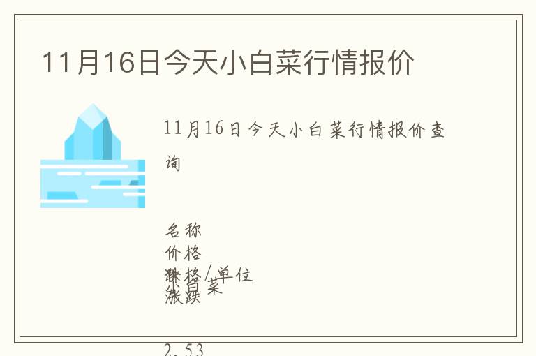11月16日今天小白菜行情報(bào)價(jià)