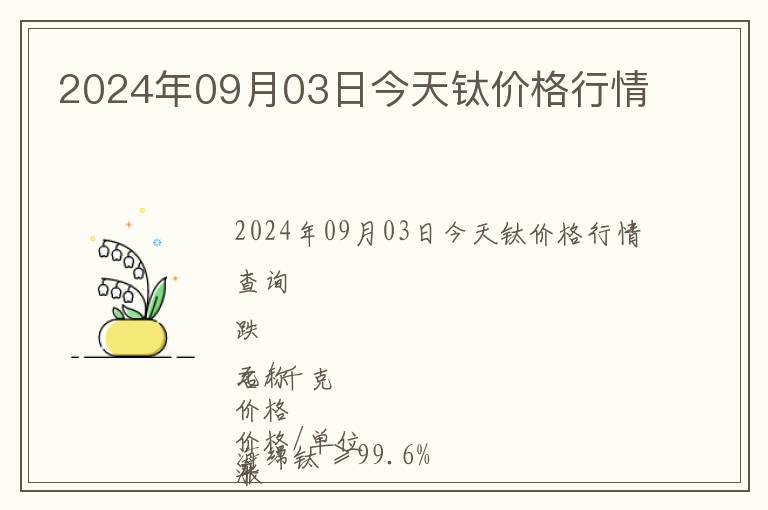2024年09月03日今天鈦價(jià)格行情