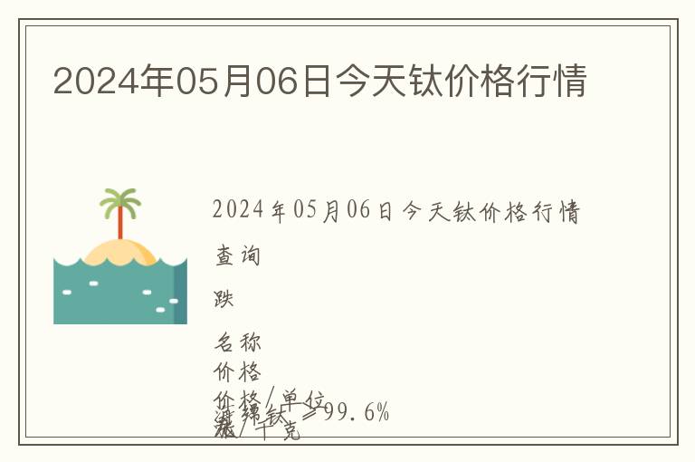 2024年05月06日今天鈦價(jià)格行情