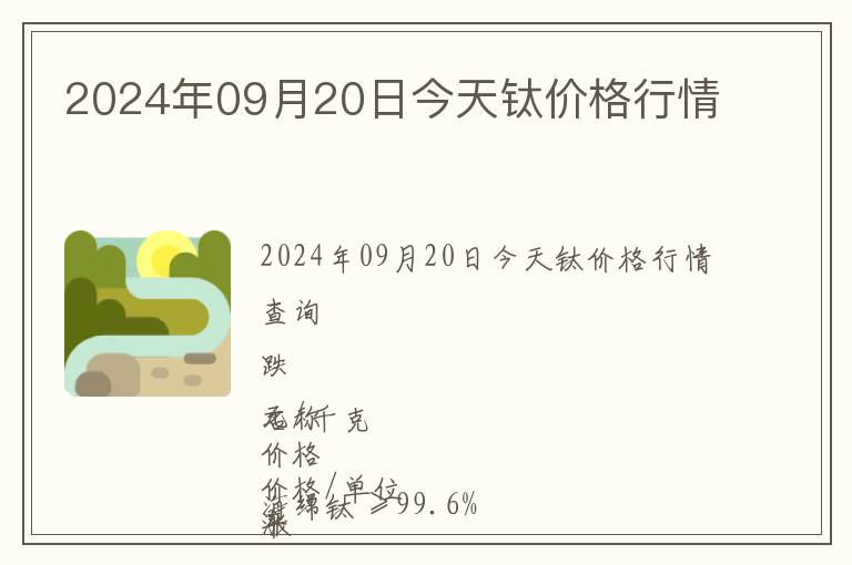 2024年09月20日今天鈦價格行情
