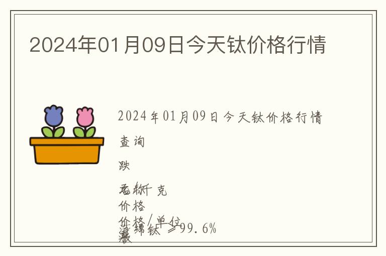 2024年01月09日今天鈦價格行情