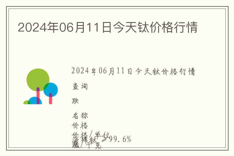 2024年06月11日今天鈦價格行情