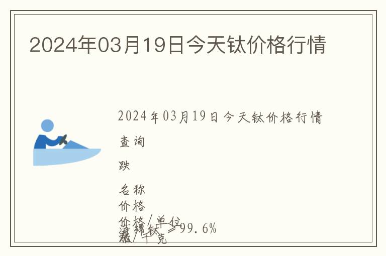 2024年03月19日今天鈦價格行情