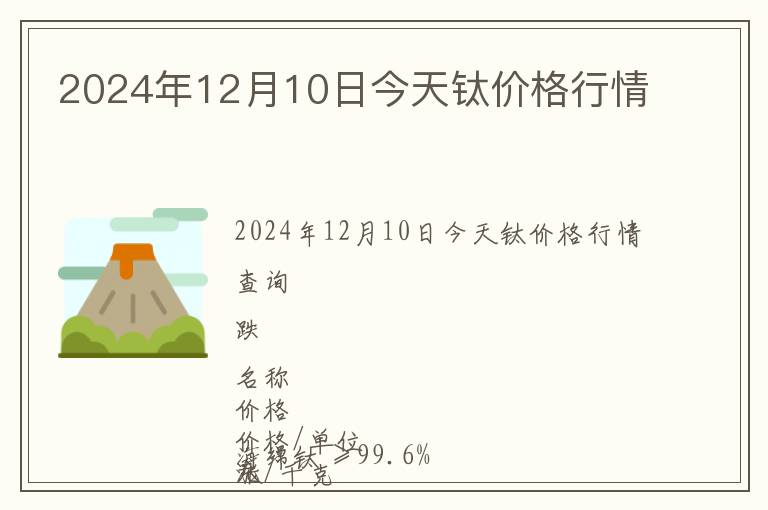 2024年12月10日今天鈦價(jià)格行情