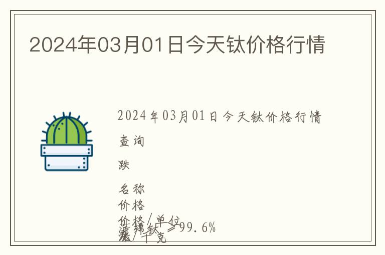 2024年03月01日今天鈦價格行情