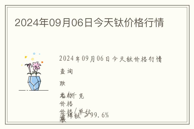 2024年09月06日今天鈦價格行情