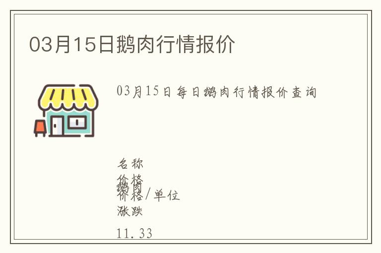 03月15日鵝肉行情報價