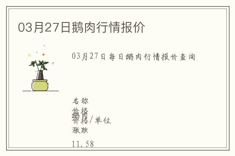 03月27日鵝肉行情報價