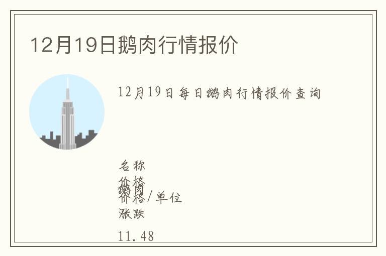 12月19日鵝肉行情報(bào)價(jià)