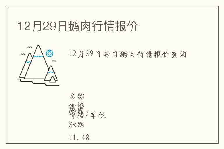 12月29日鵝肉行情報(bào)價(jià)