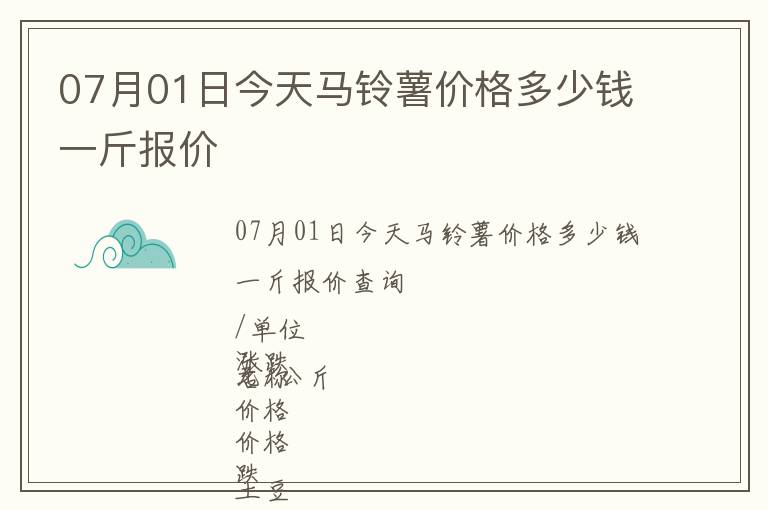 07月01日今天馬鈴薯價格多少錢一斤報價