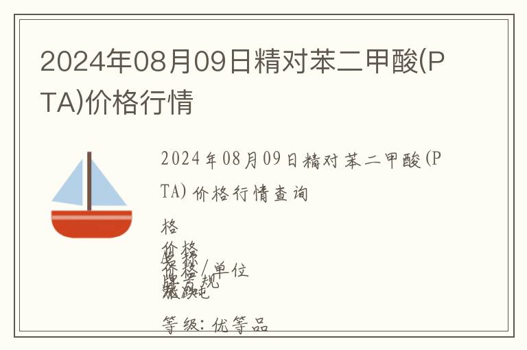 2024年08月09日精對苯二甲酸(PTA)價格行情