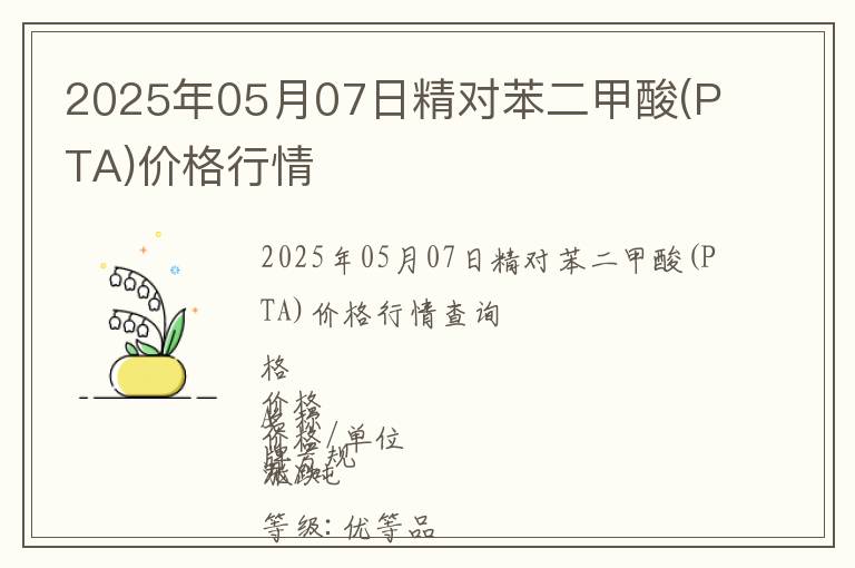 2025年05月07日精對苯二甲酸(PTA)價格行情