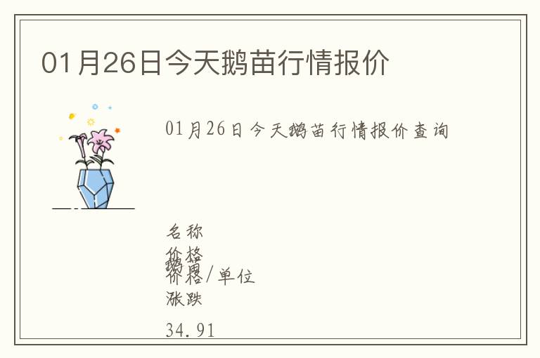 01月26日今天鵝苗行情報價