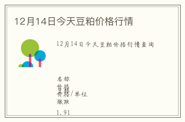 12月14日今天豆粕價(jià)格行情