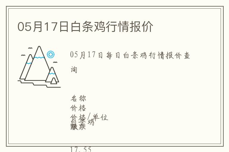 05月17日白條雞行情報(bào)價(jià)