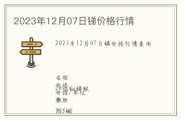 2023年12月07日銻價格行情