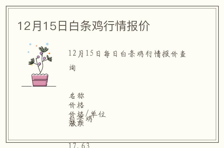 12月15日白條雞行情報(bào)價(jià)