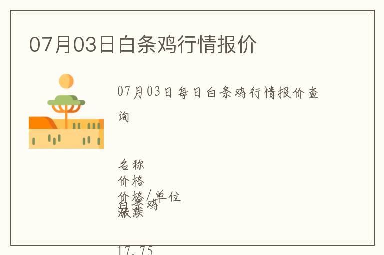 07月03日白條雞行情報價