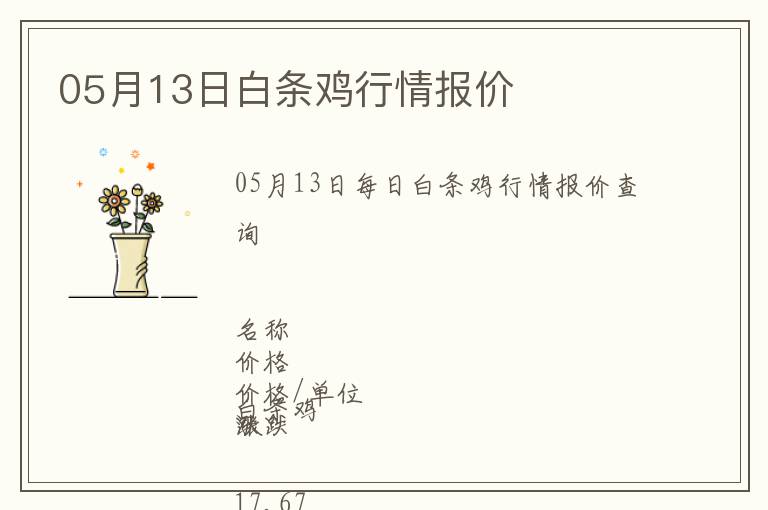 05月13日白條雞行情報(bào)價(jià)