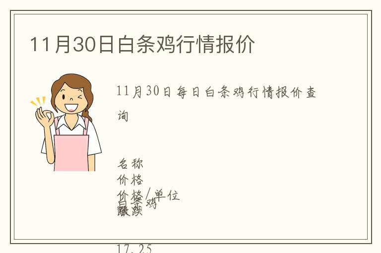 11月30日白條雞行情報價