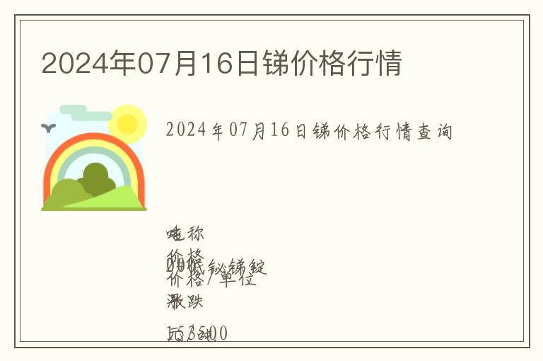2024年07月16日銻價(jià)格行情