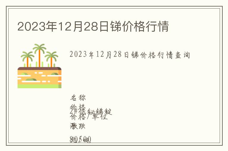 2023年12月28日銻價格行情