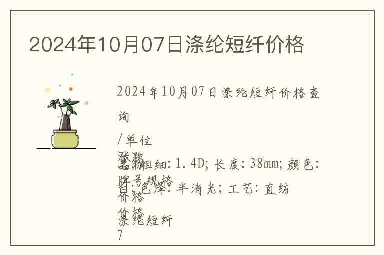 2024年10月07日滌綸短纖價(jià)格