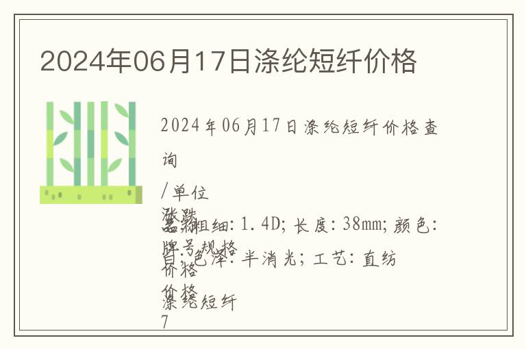 2024年06月17日滌綸短纖價(jià)格