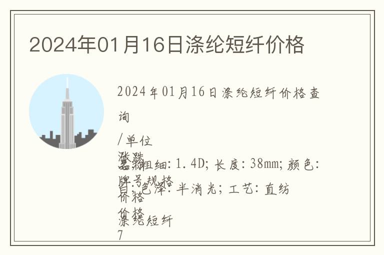 2024年01月16日滌綸短纖價格