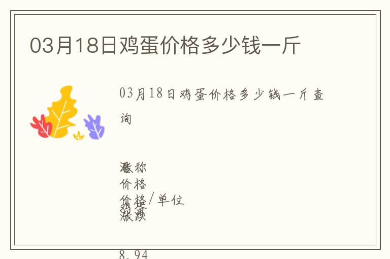 03月18日雞蛋價(jià)格多少錢一斤