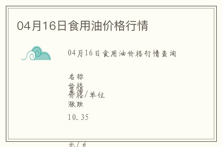 04月16日食用油價(jià)格行情