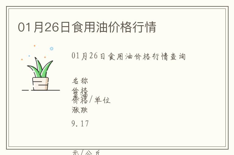 01月26日食用油價(jià)格行情