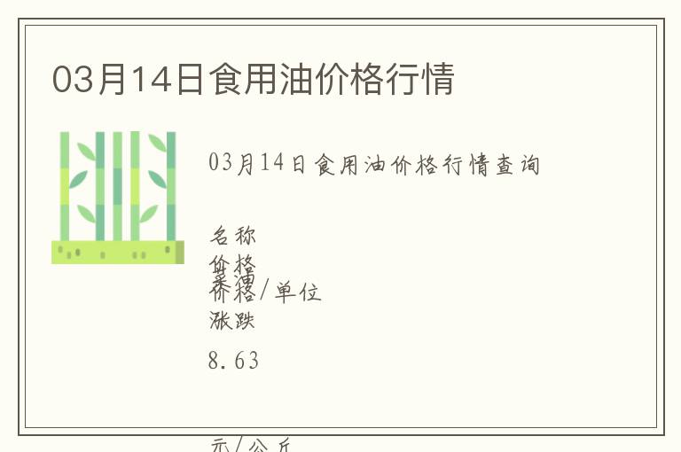 03月14日食用油價(jià)格行情
