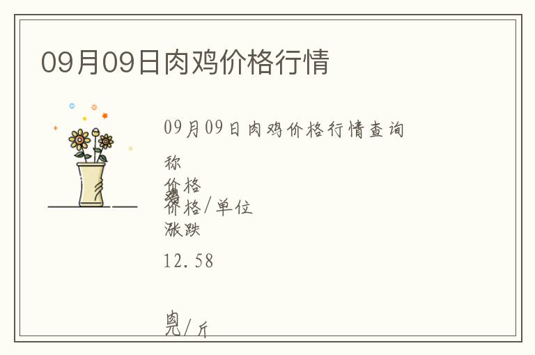 09月09日肉雞價格行情