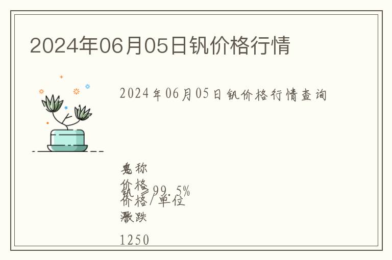 2024年06月05日釩價格行情