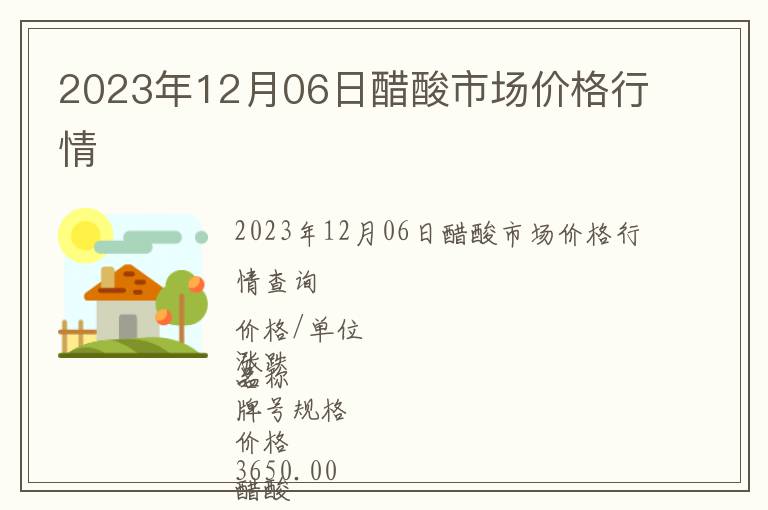 2023年12月06日醋酸市場價格行情
