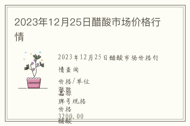 2023年12月25日醋酸市場價格行情