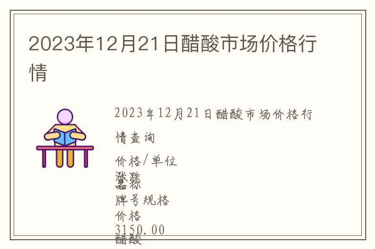 2023年12月21日醋酸市場價格行情