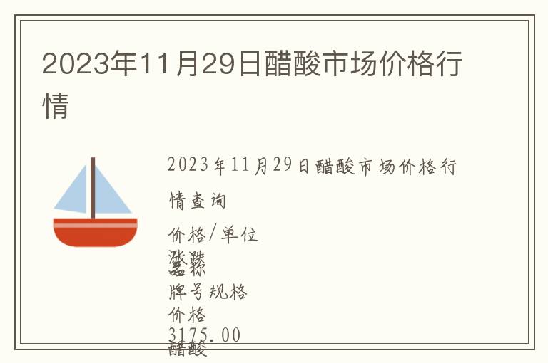 2023年11月29日醋酸市場價格行情