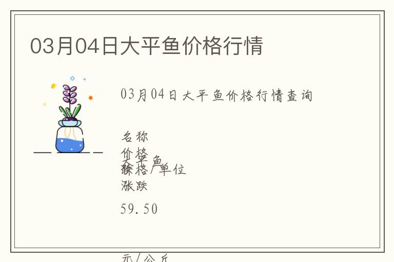 03月04日大平魚價(jià)格行情