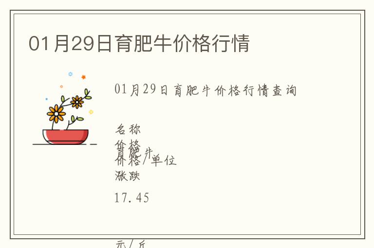01月29日育肥牛價(jià)格行情