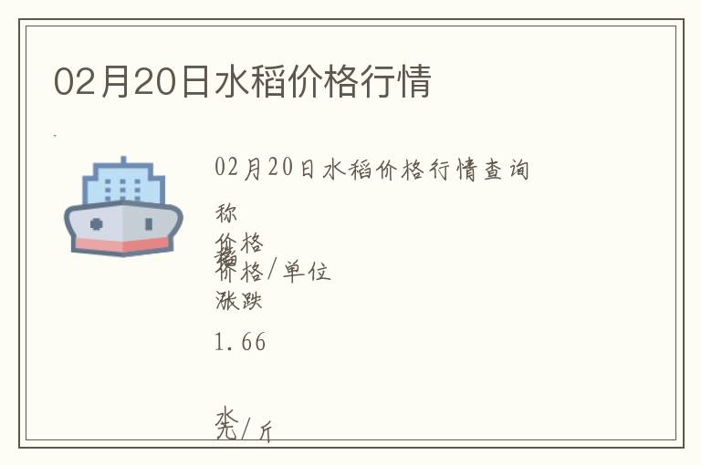 02月20日水稻價格行情